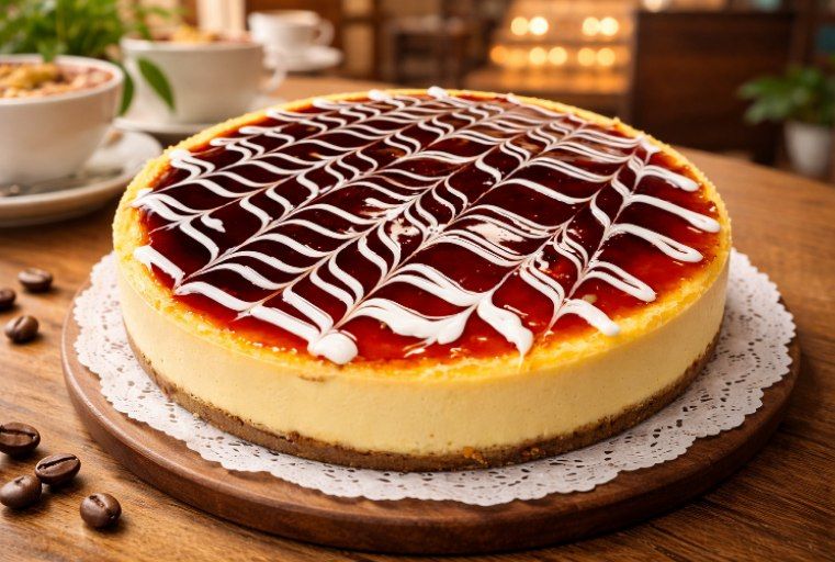 Caramel swirl cheesecake whole