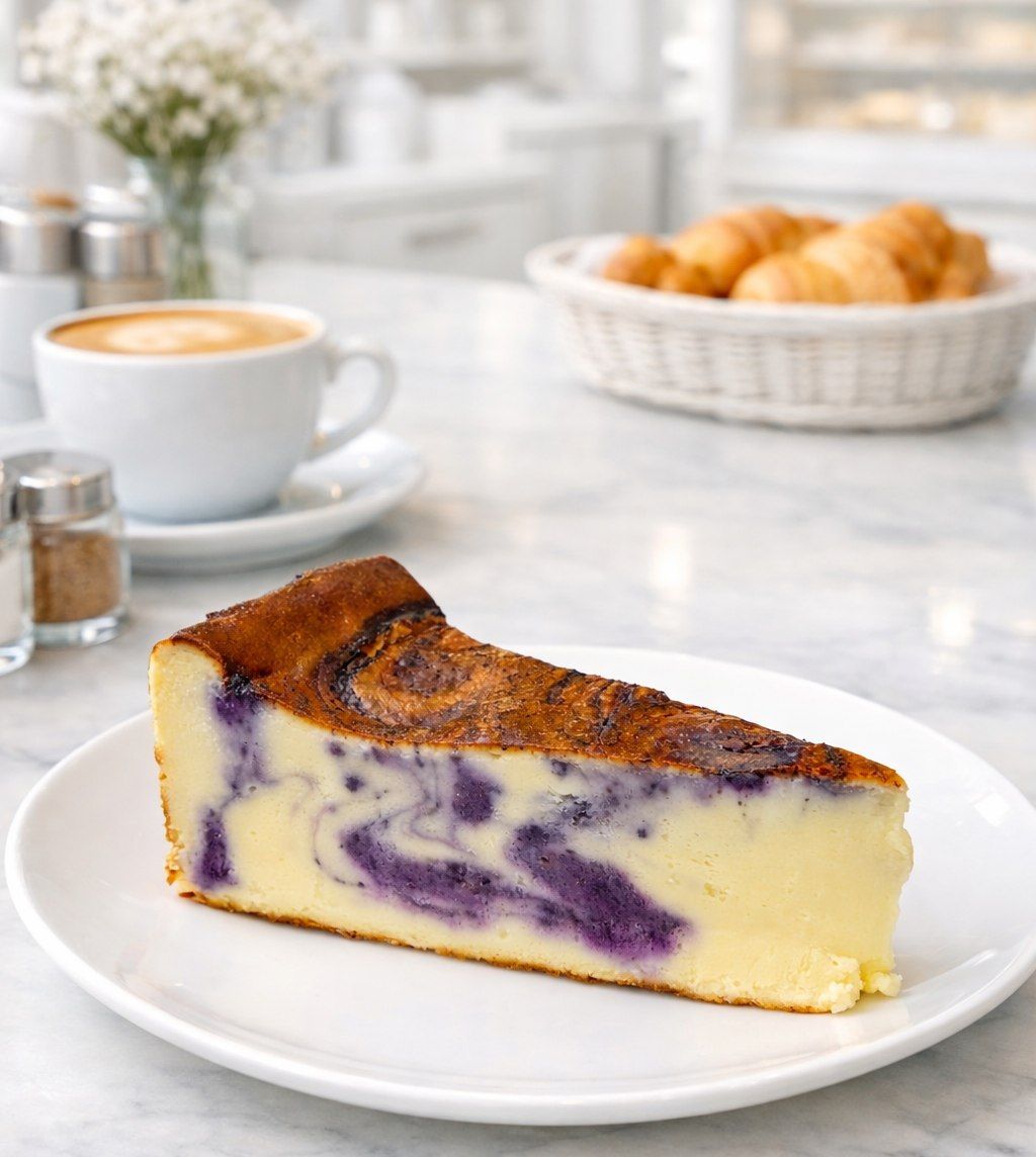 Blueberry Basque slice